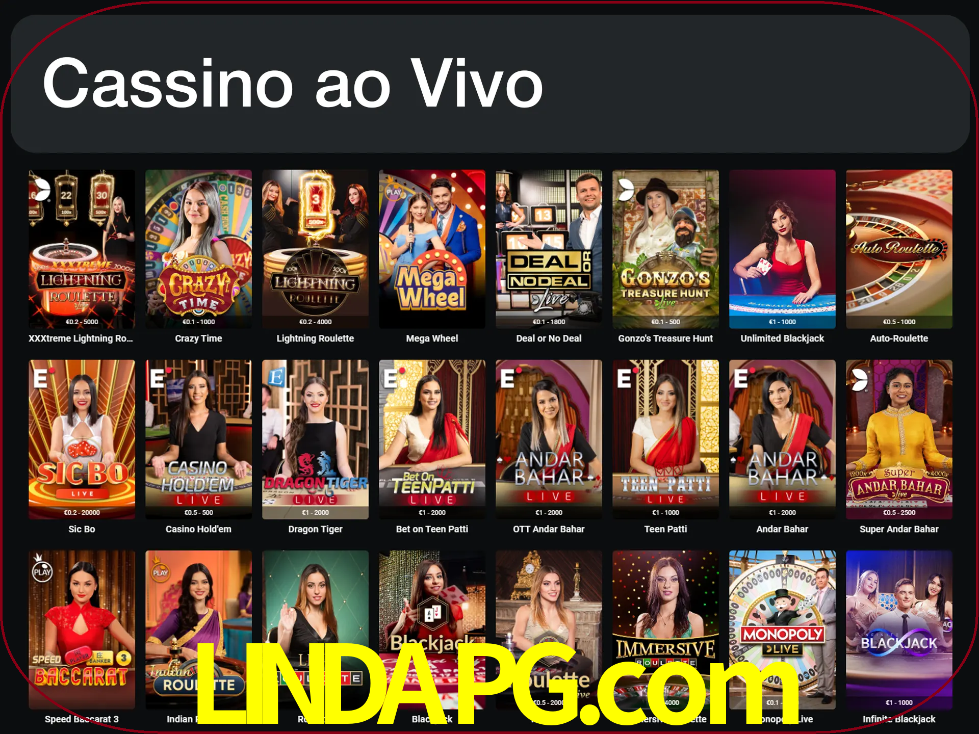Jogue jogos de cassino com um verdadeiro dealer.