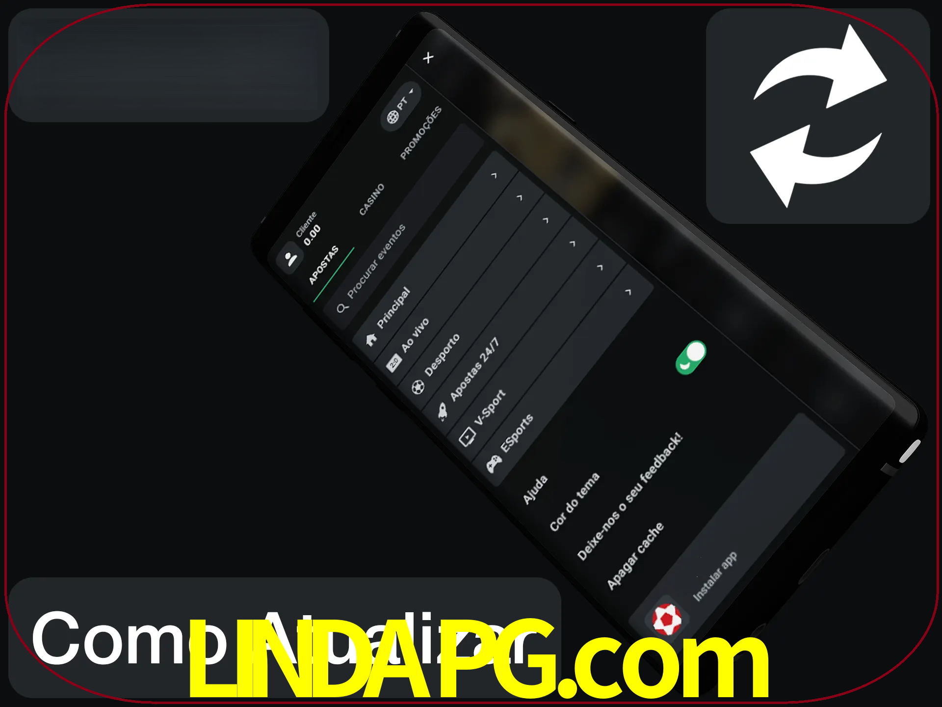 O aplicativo é atualizado automaticamente quando você faz o login.