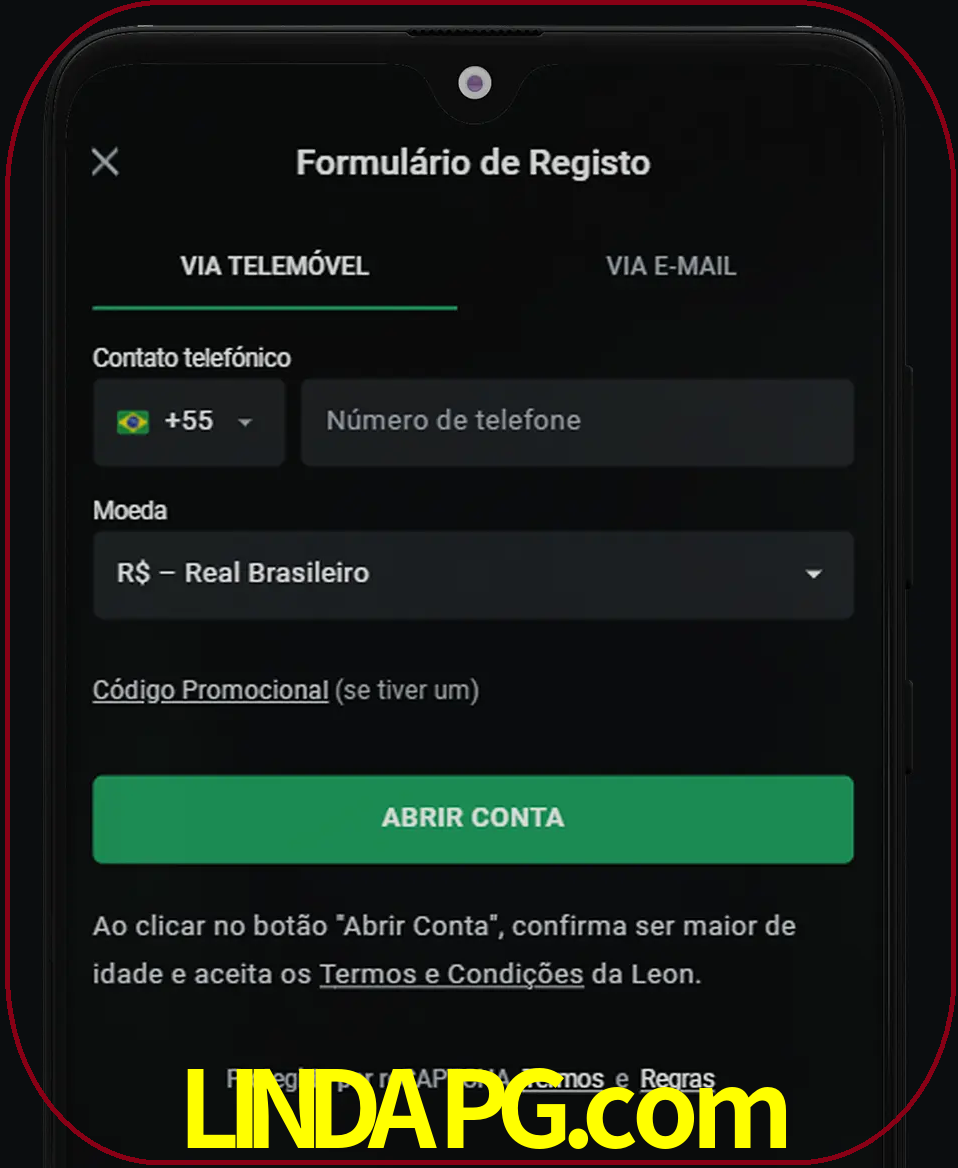 Abra o aplicativo e inicie o processo de registro.