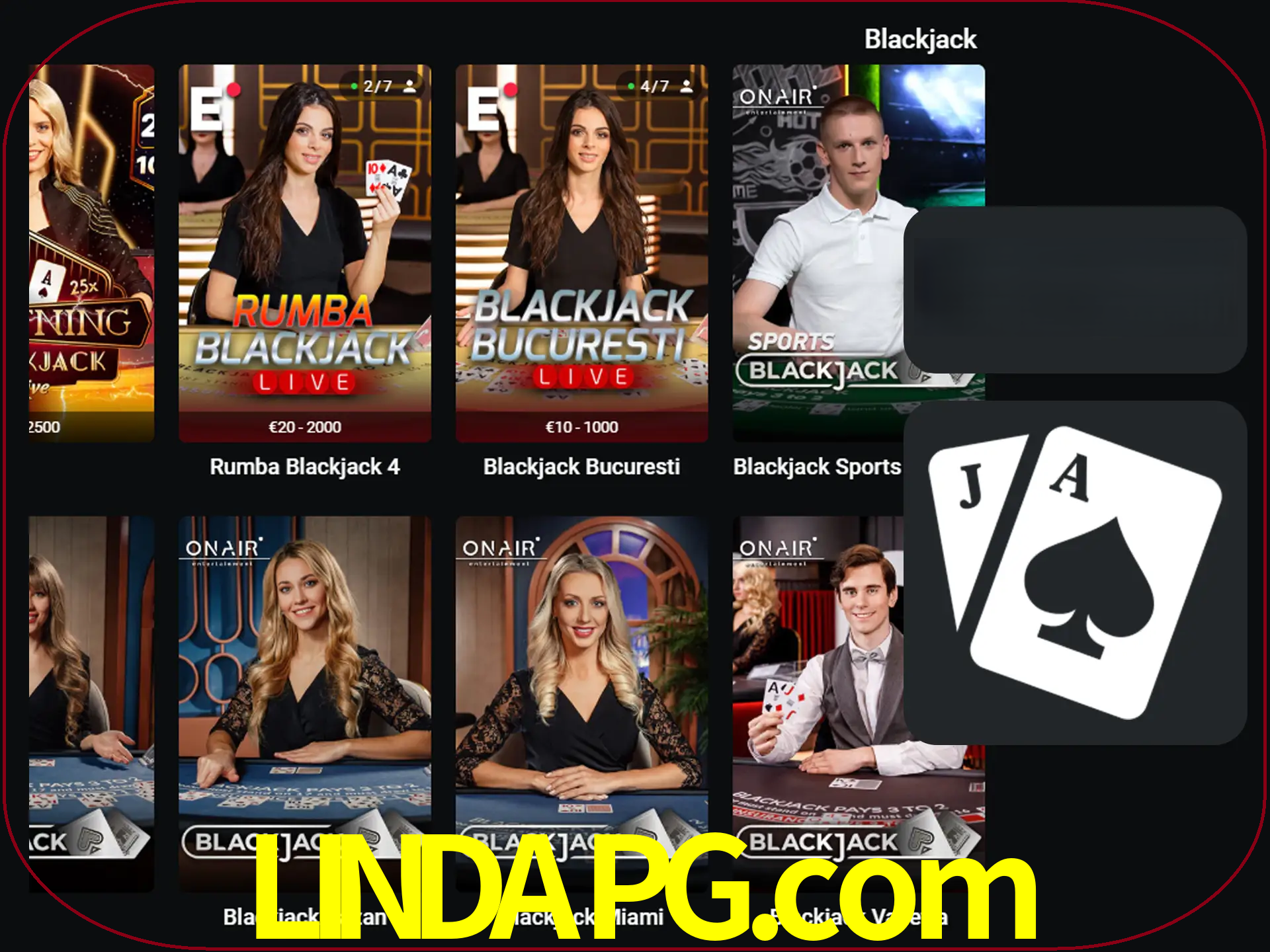 Escolha uma mesa completa de jogadores de blackjack.
