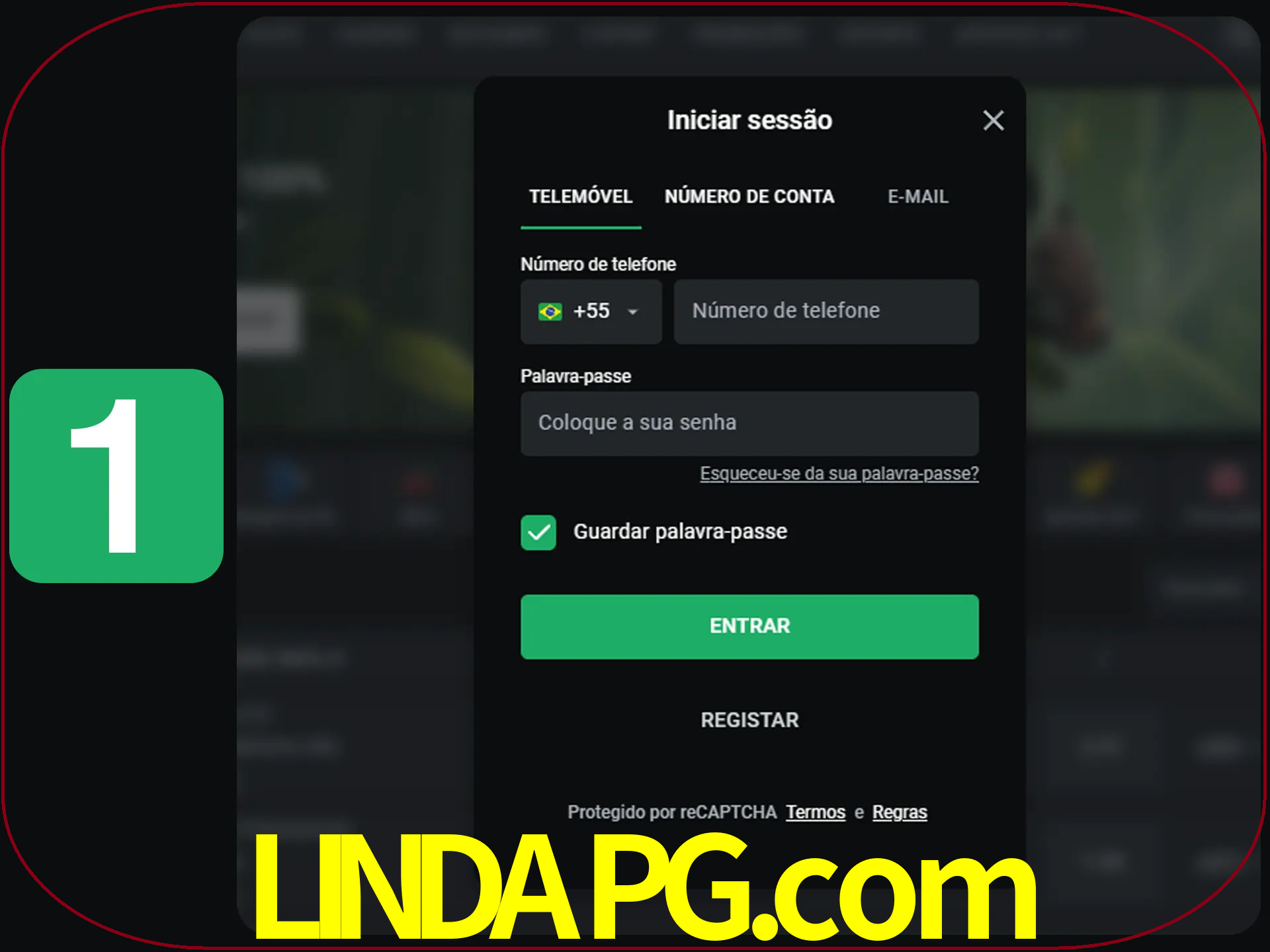 Clique no botão Entrar.